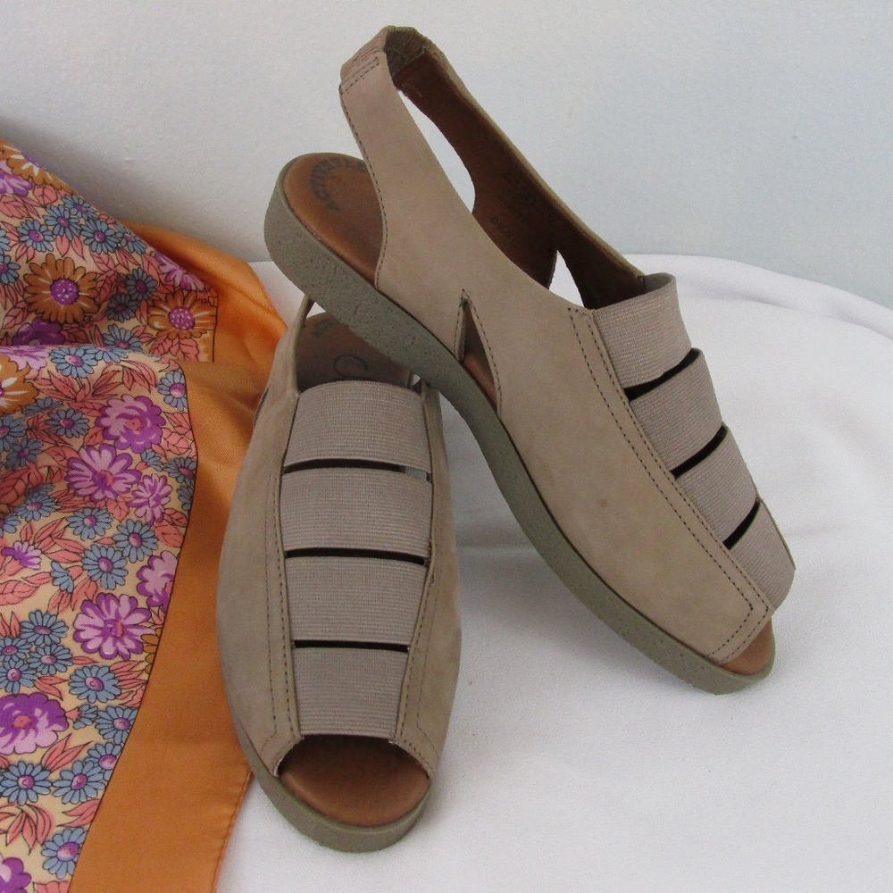 NWOT Selby Leather Sling Back Sandals in Taupe